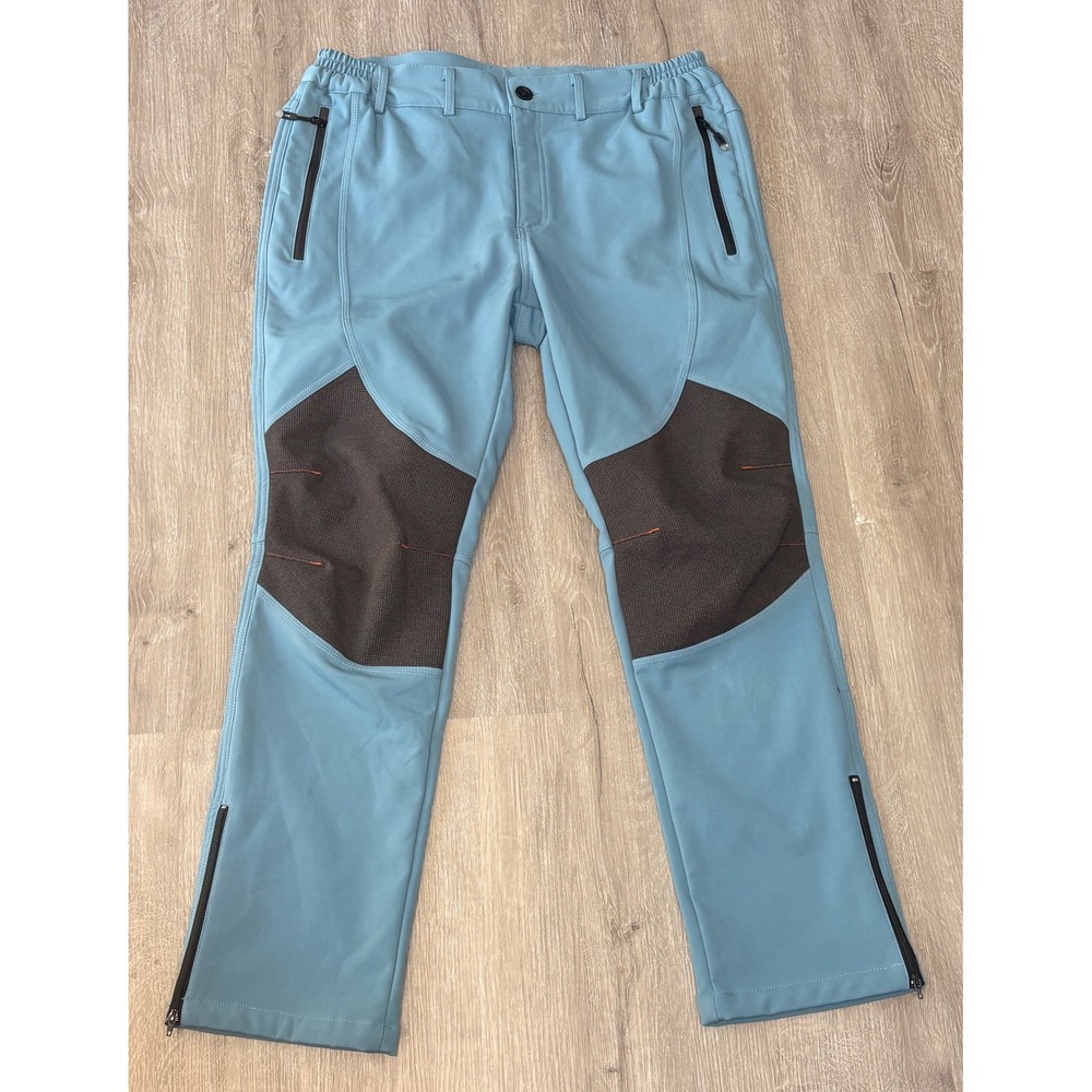 Gash Hao Mens Fleece Lined Hiking Pants Blue Softshell Reinforced Knee 34x30